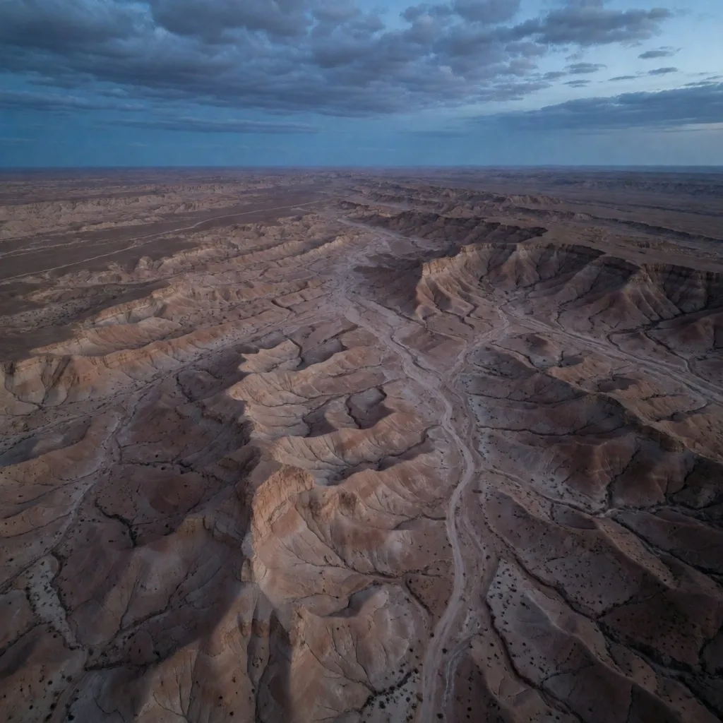 Vista aérea de la cuenca del Neuquén al atardecer